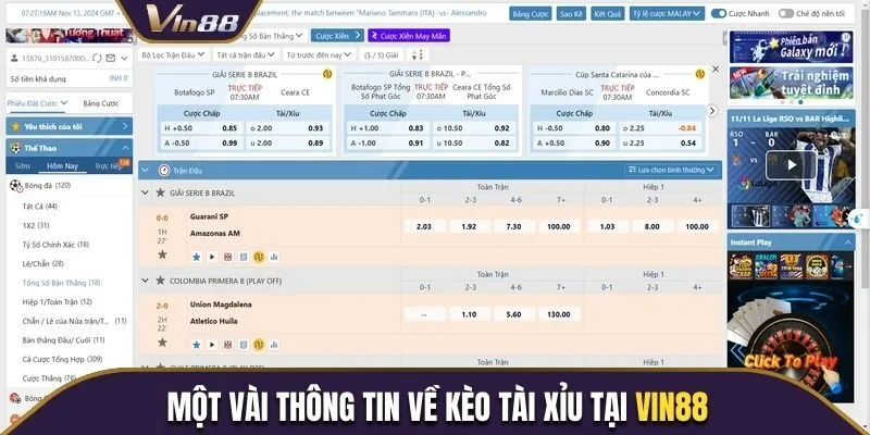 Một vài thông tin về kèo tài xỉu tại Vin88