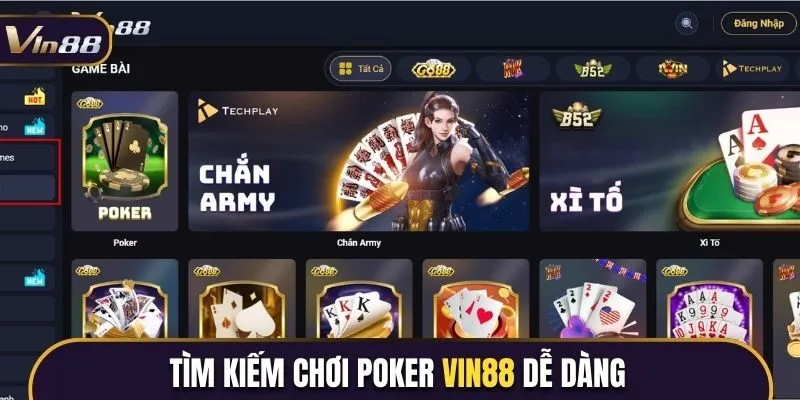 Tìm kiếm chơi Poker Vin88 dễ dàng
